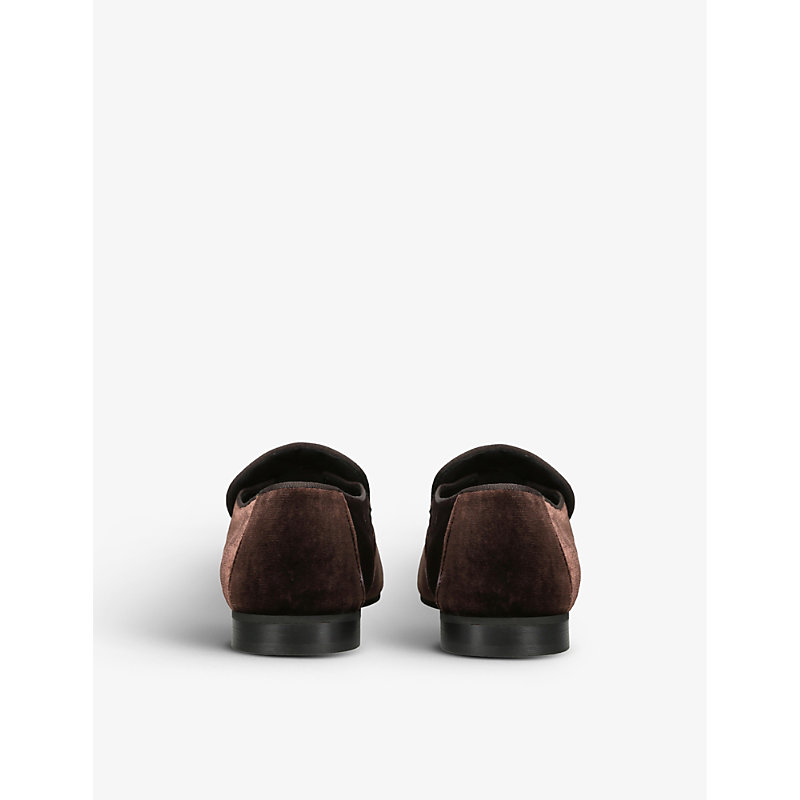 Mens Brown/oth Hugh Eagle-embellished Quilted Velvet Loafers