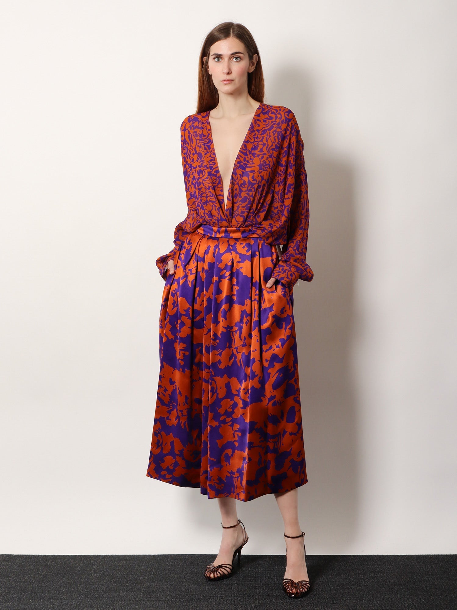 Printed Viscose A-Line Skirt — Multicolor
