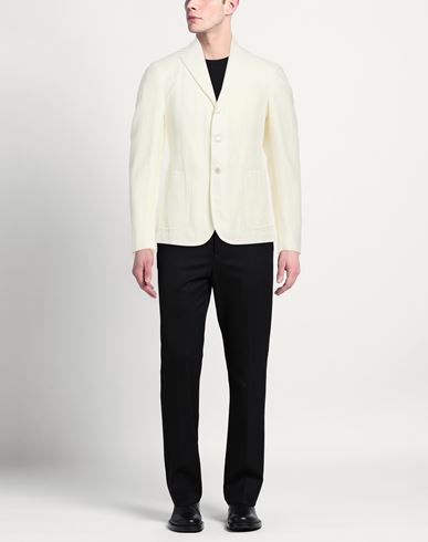 Man Blazer Ivory Size 40 Linen, Cotton, Polyester