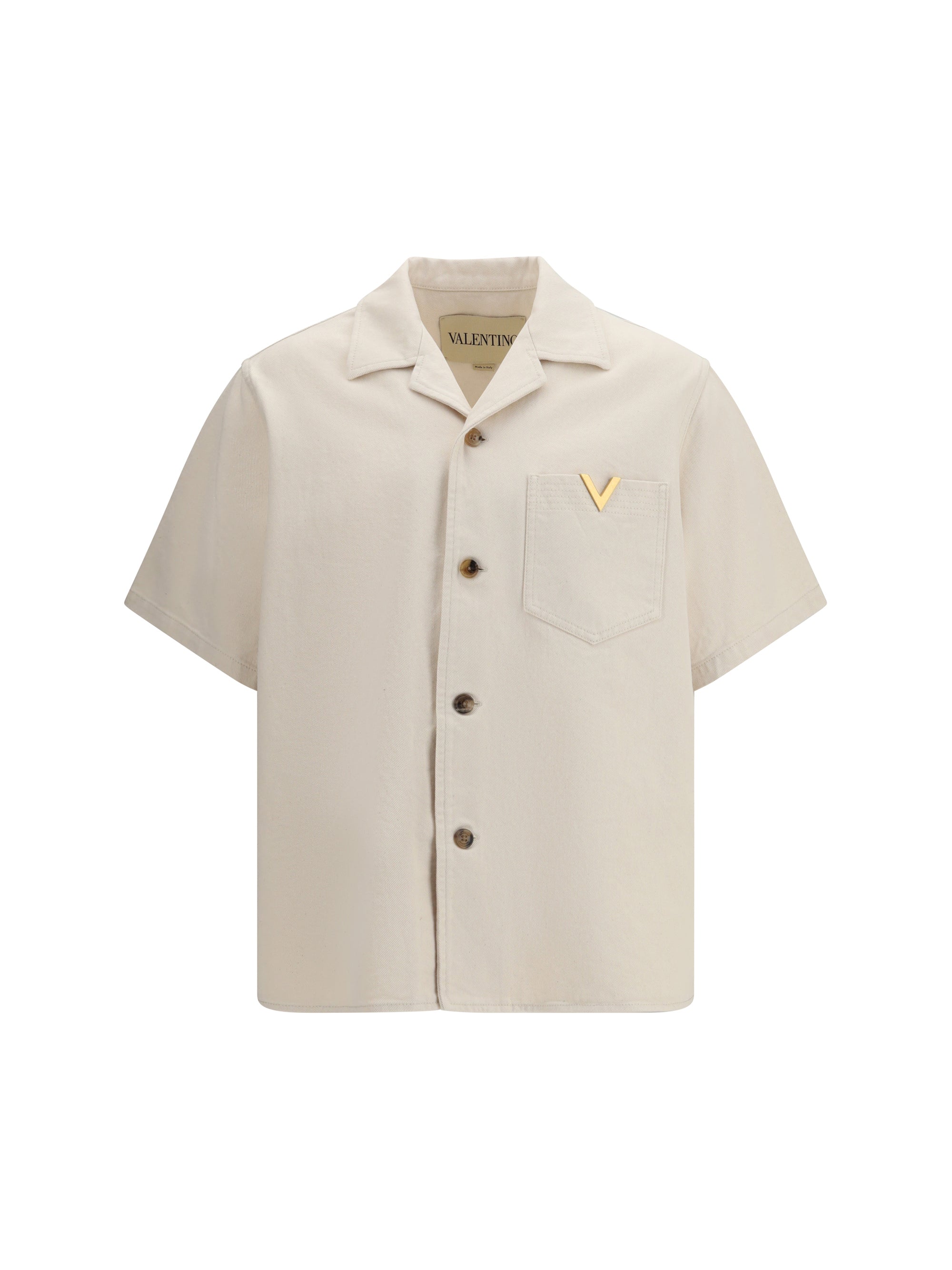 Signature V-Logo Bowling Shirt — Beige
