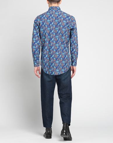 Man Shirt Bright blue Size L Cotton