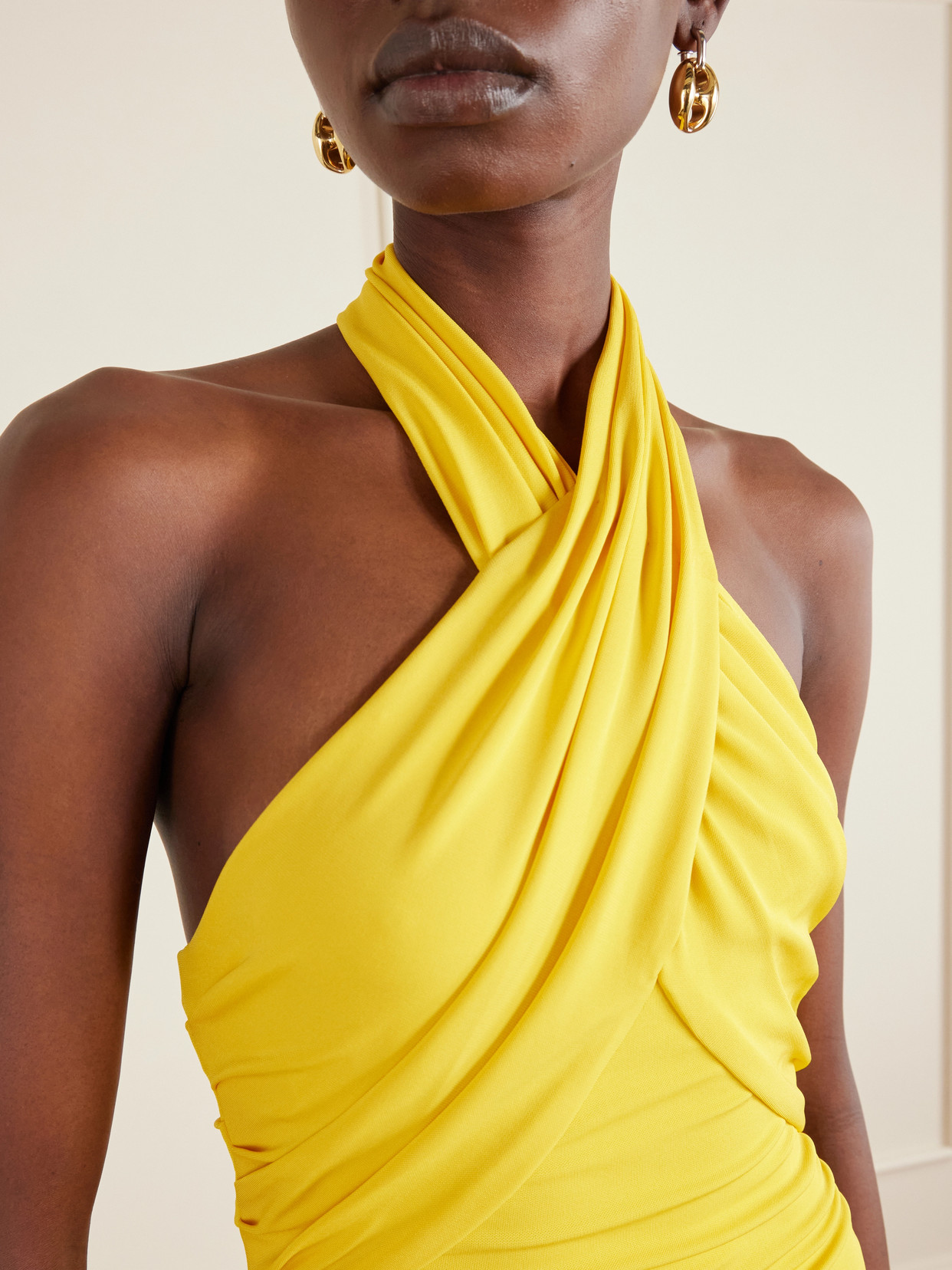 Satin Halterneck Gown - Yellow