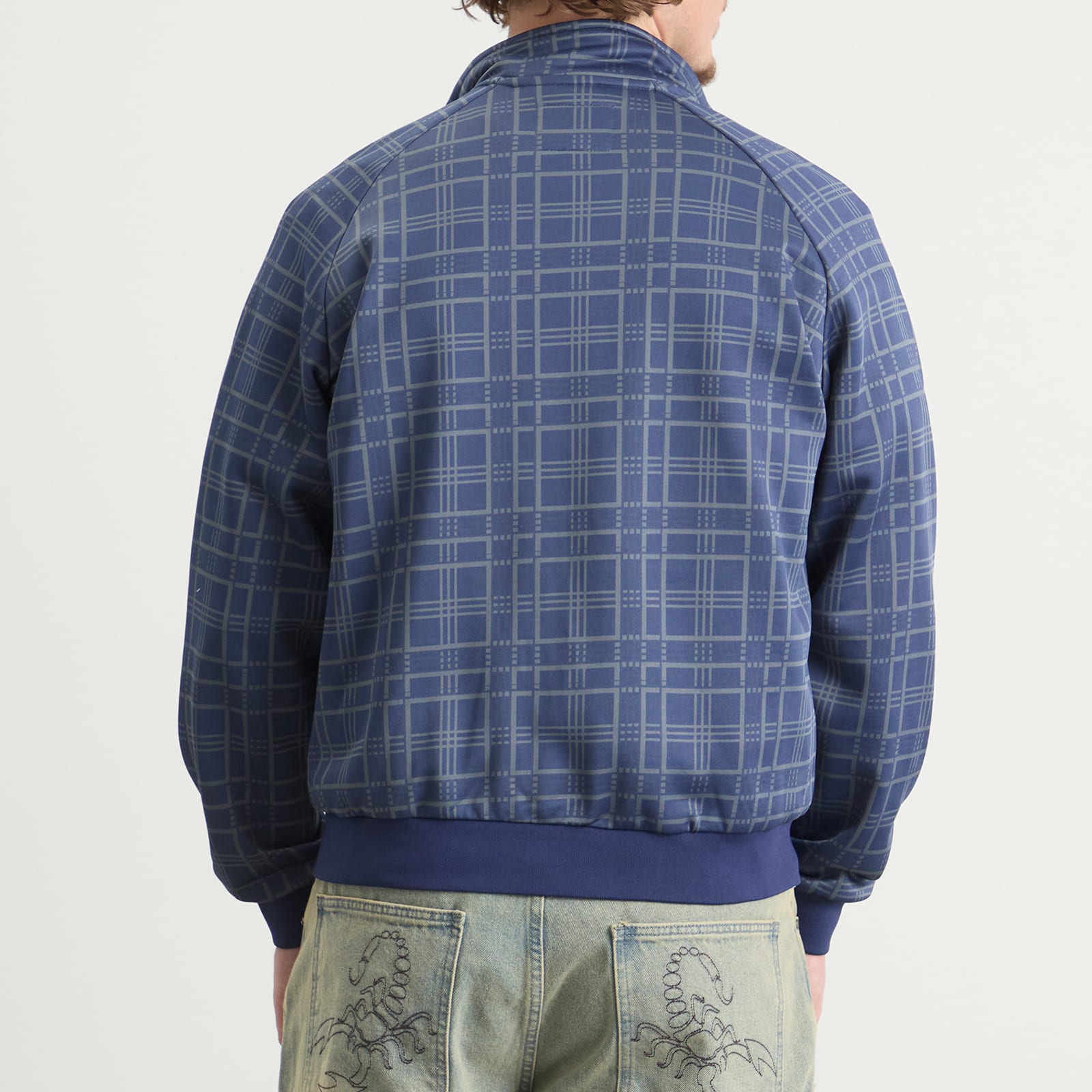 Men's Tricot Track Jacket in Navy Plaid