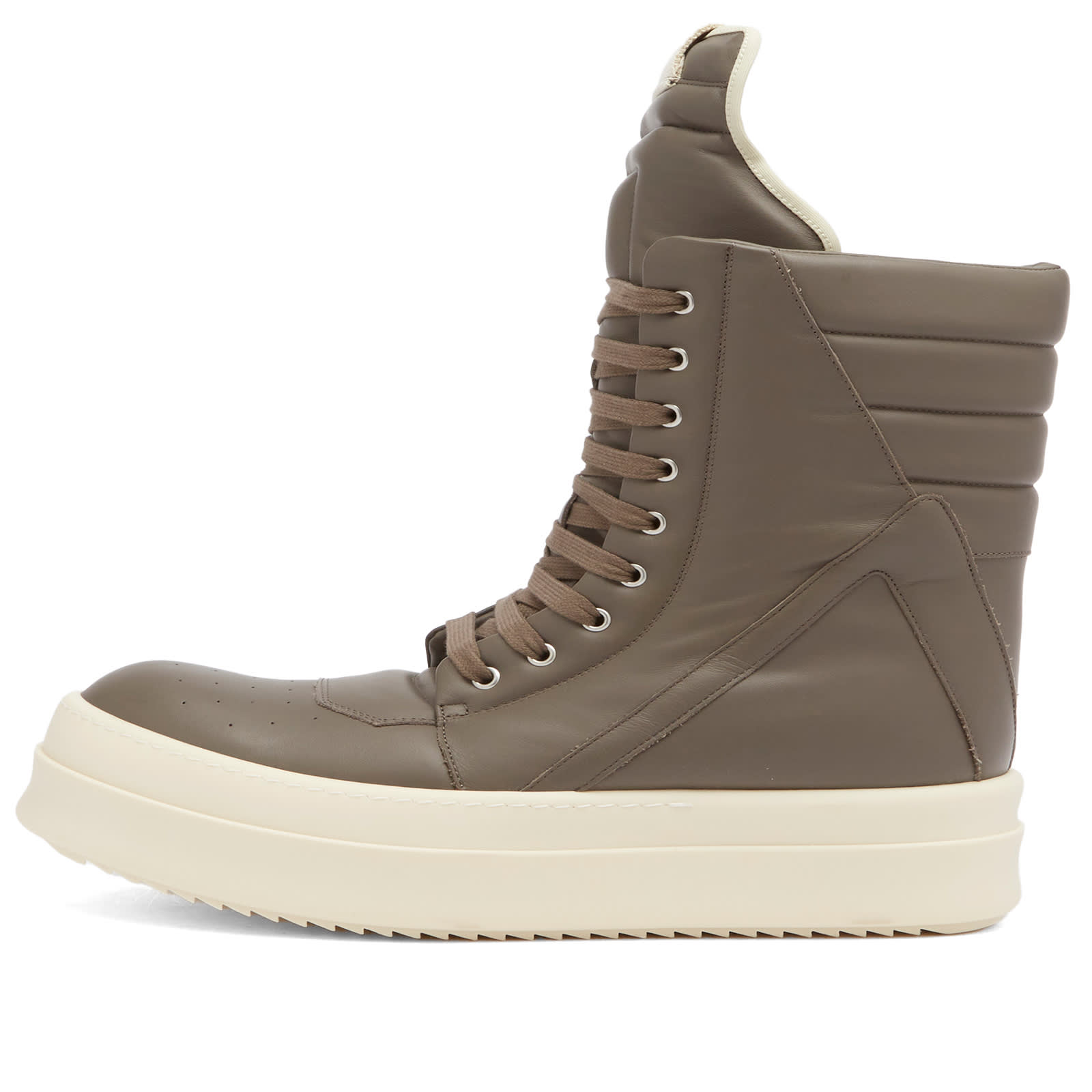 Rick Owens Men's Leather Geobasket Sneakers in Dust/Dust/Milk