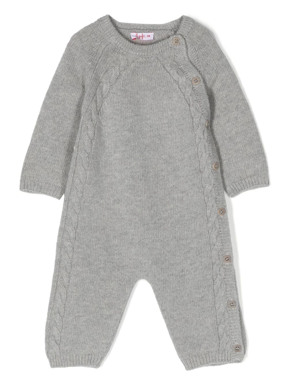 Long-sleeve wool babygrow - Grey