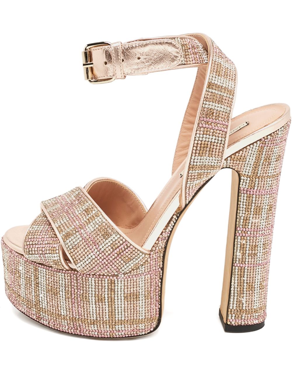 120mm rhinestone-embellished sandals - Neutrals
