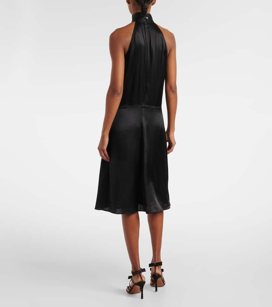 Gathered halterneck satin minidress