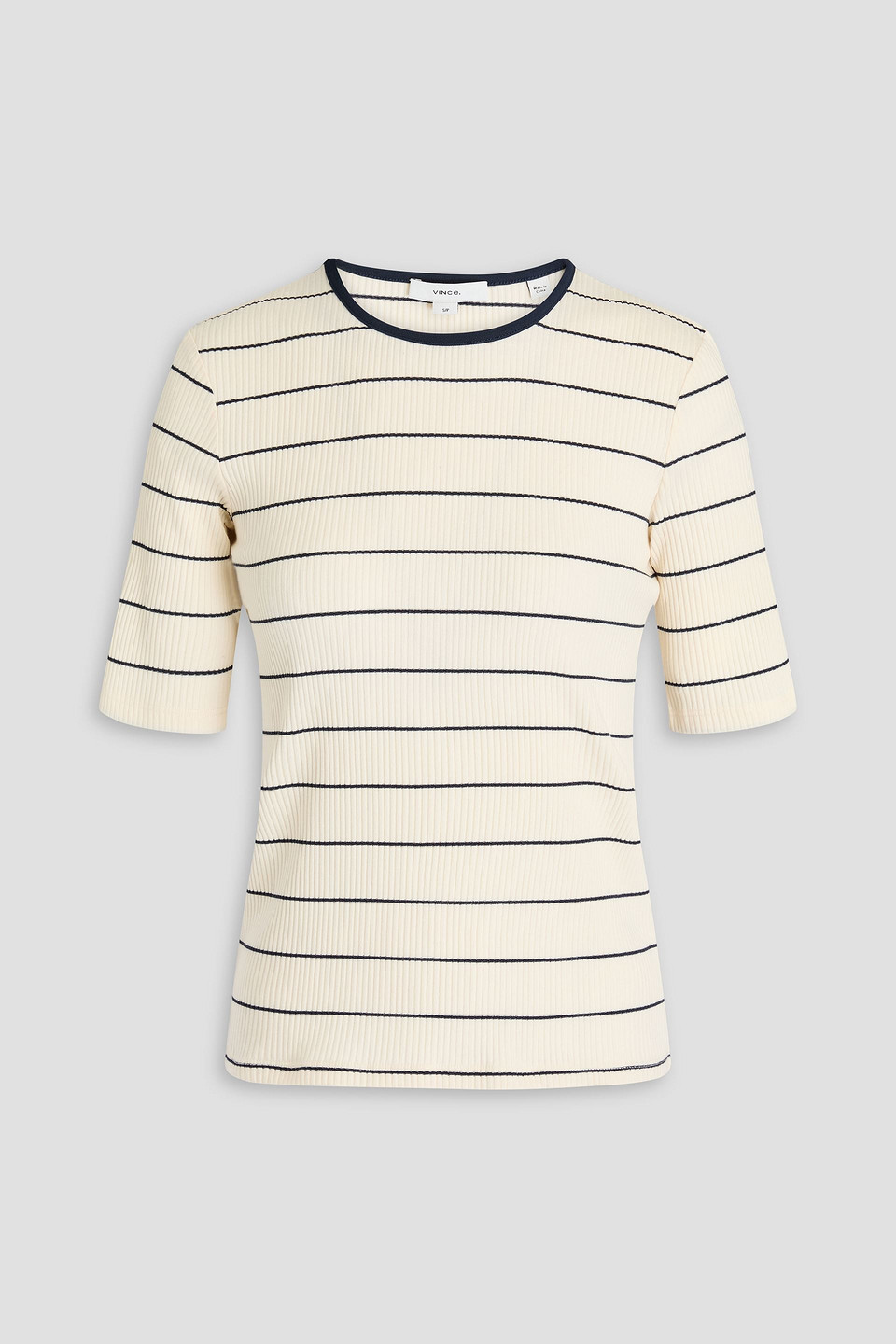 Striped cotton-blend T-shirt - White - XL