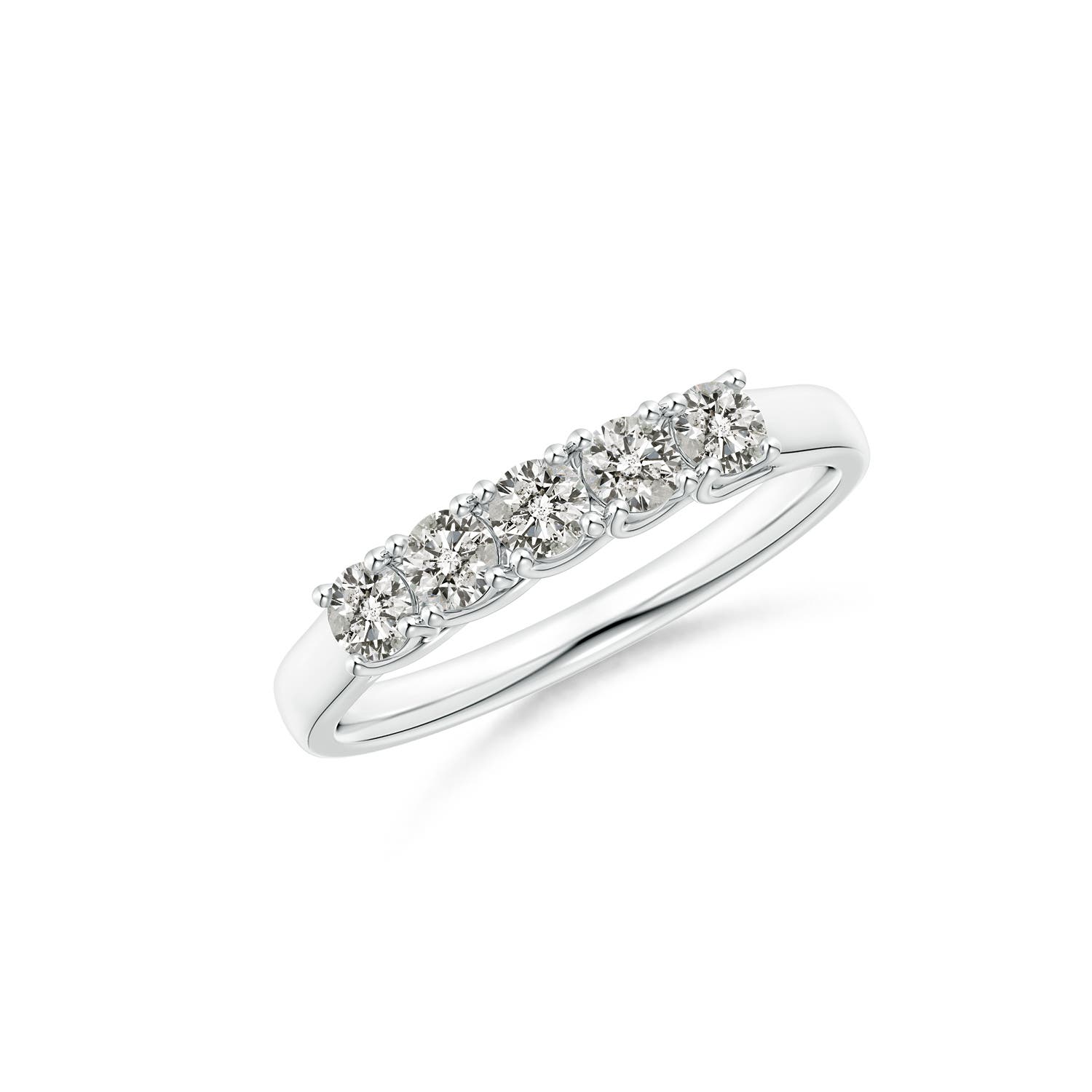 Angara 0.43 Carat Half Eternity Five Stone Diamond Wedding Band in 14K White Gold