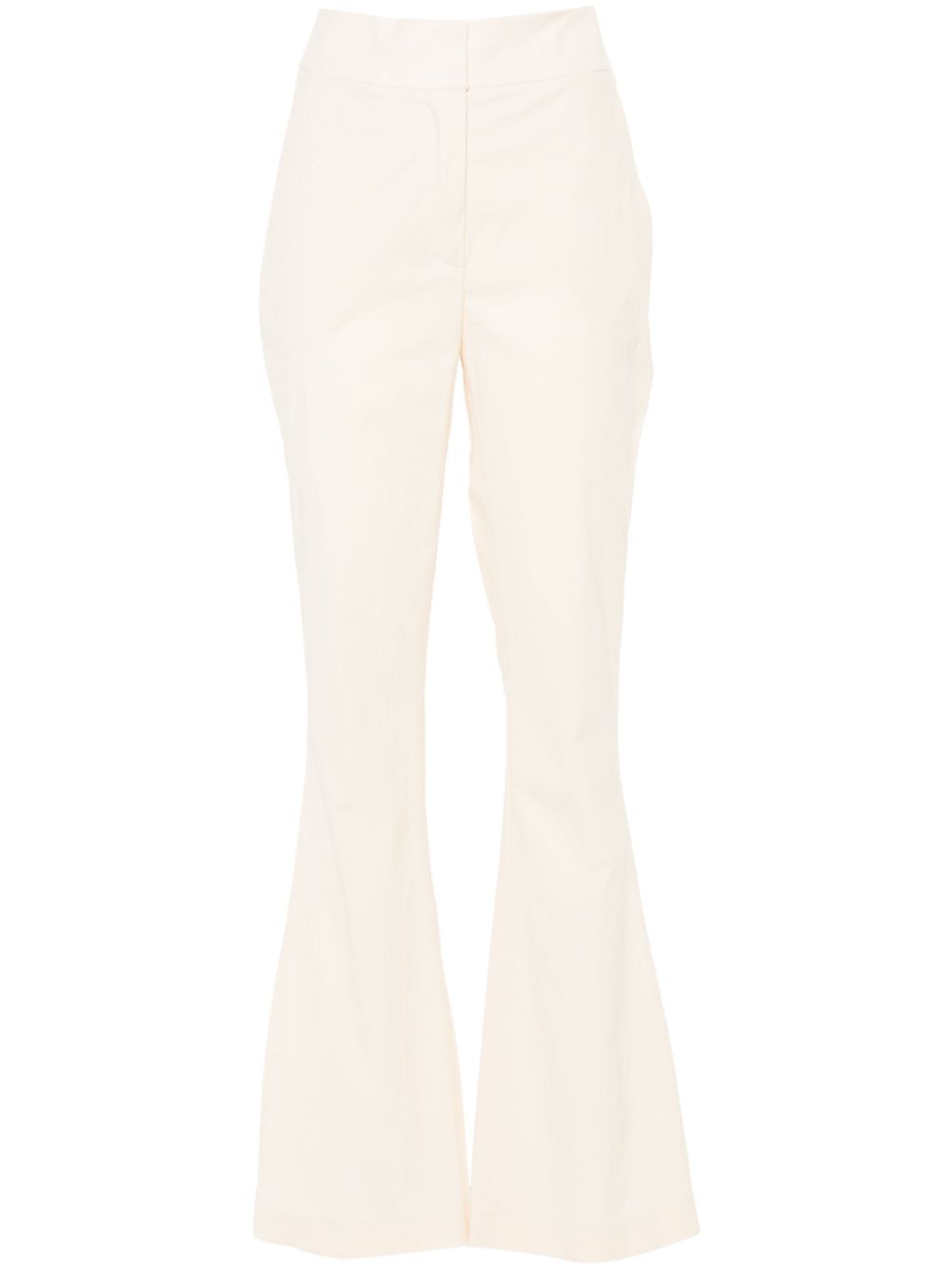 Crinkled-finish flared trousers - Neutrals
