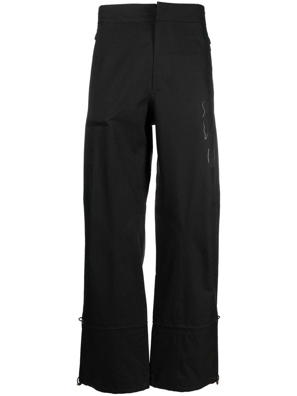 Toggle-cuff straight-leg trousers - Brown