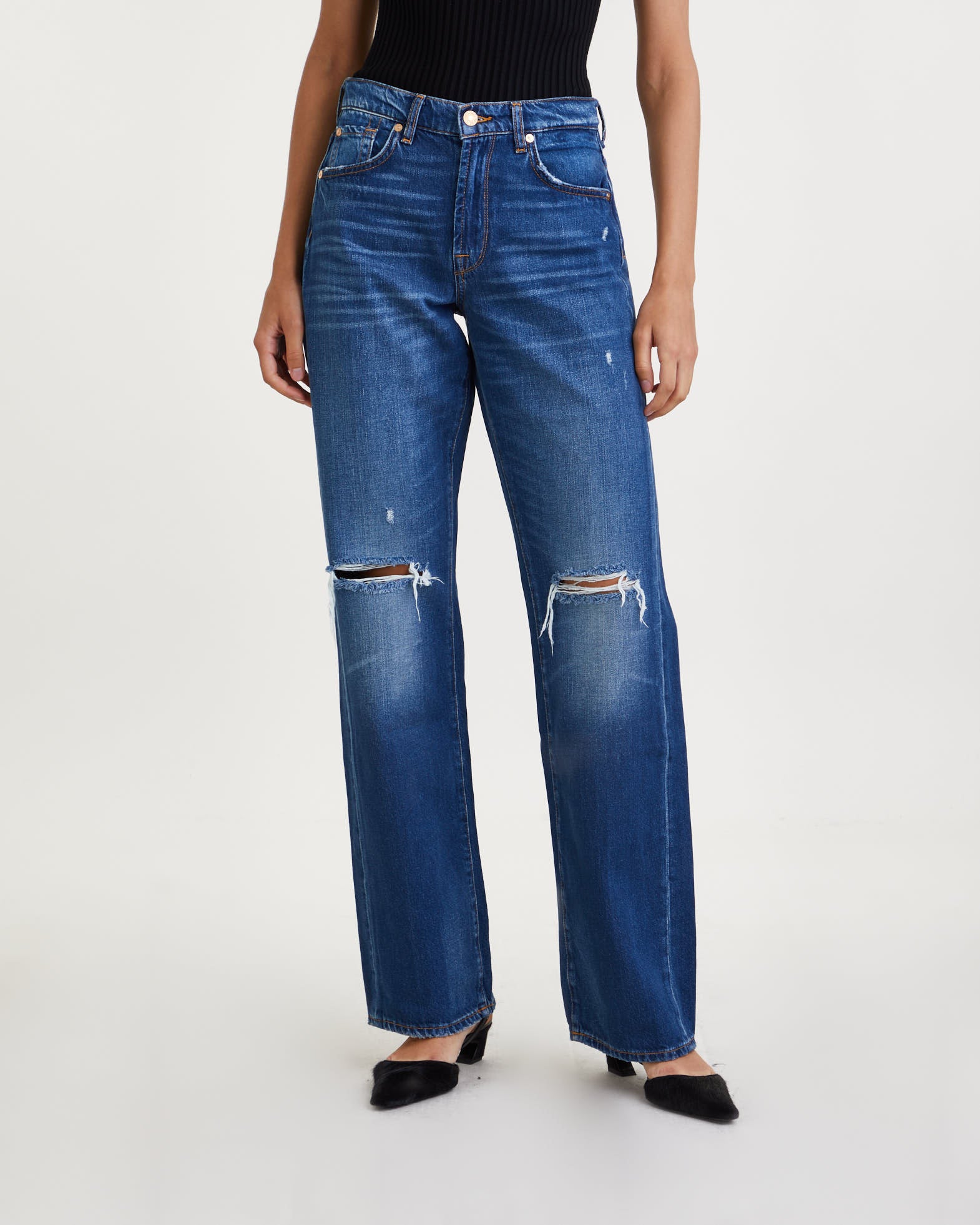 7 For All Mankind Jeans Tess Trousers Slate Dark Blue