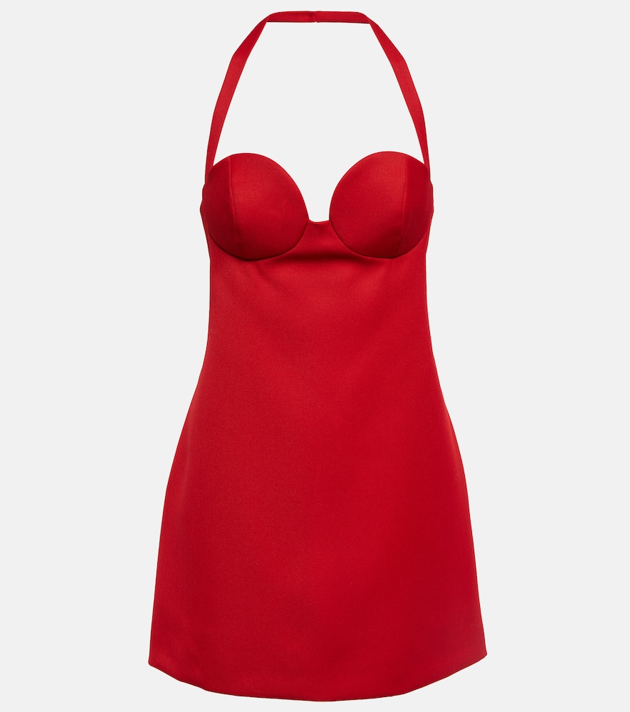 Halterneck virgin wool minidress