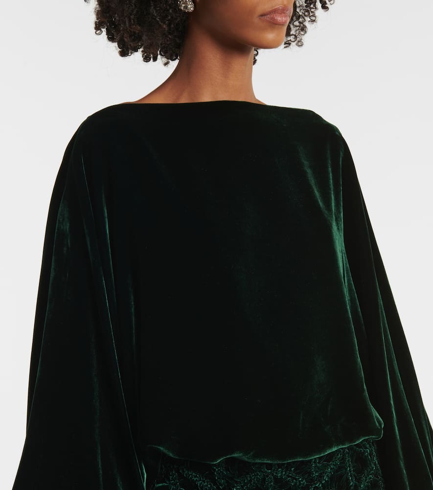 Genevieve smocked velvet gown