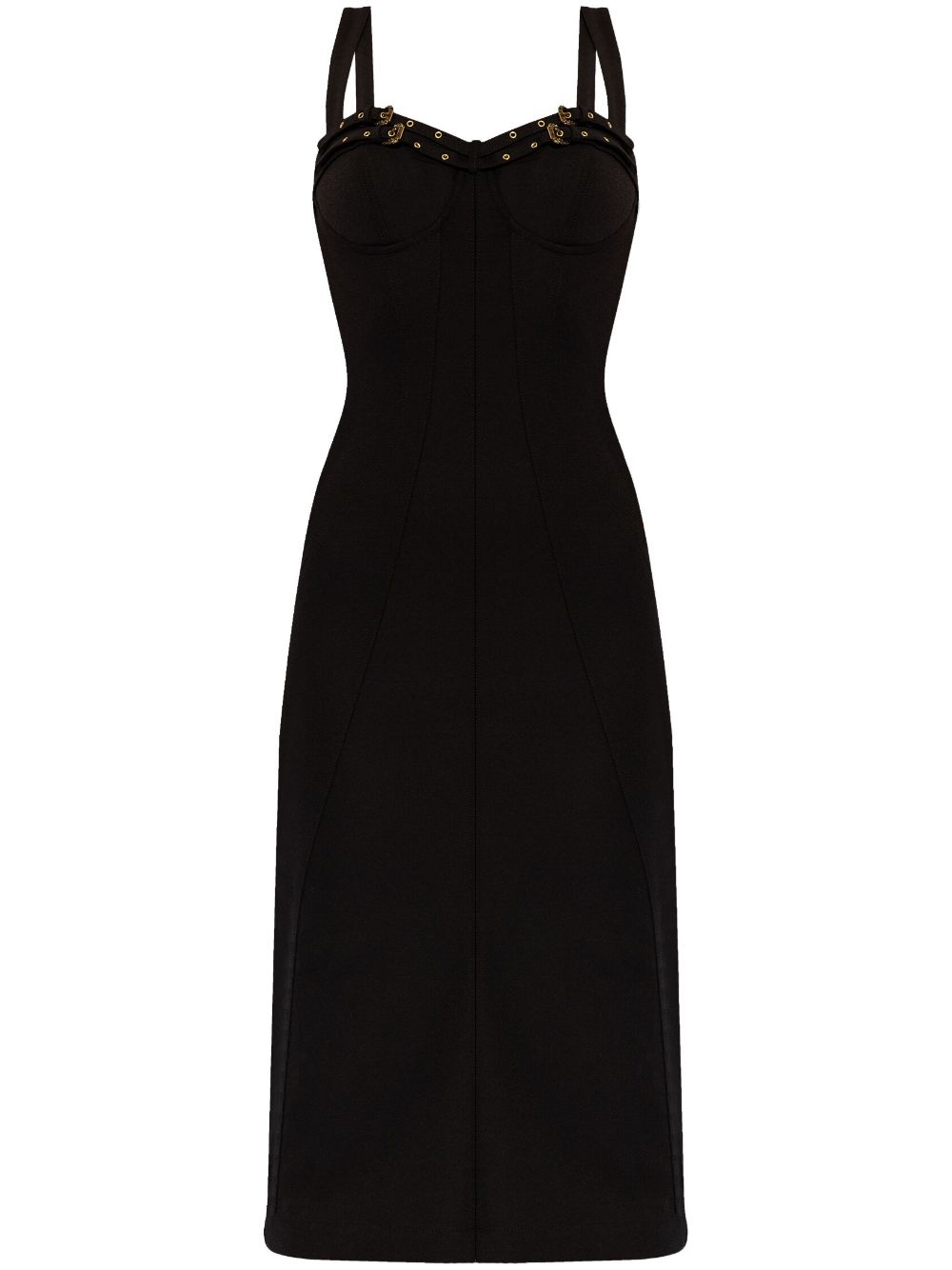Buckled-trim midi dress - Black