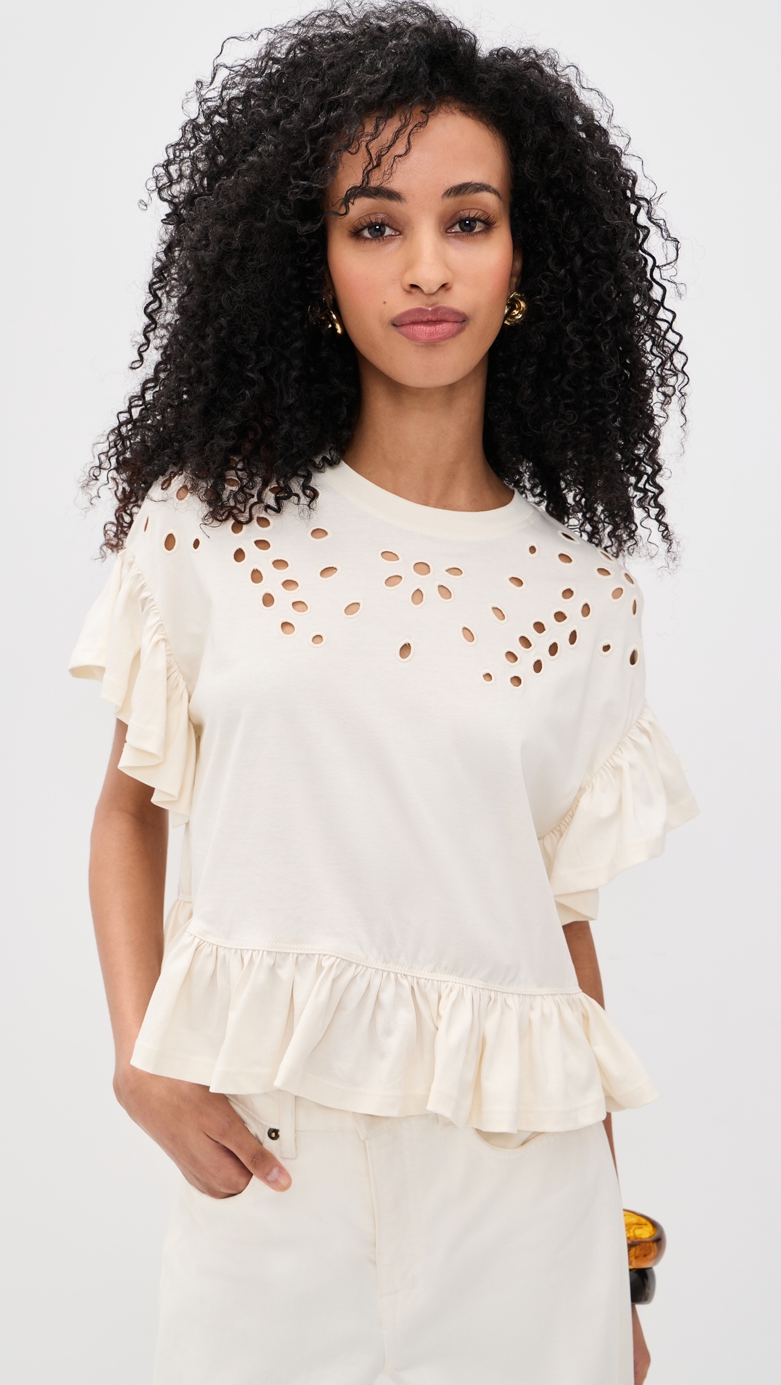 Mariana Peplum Top Cowrie