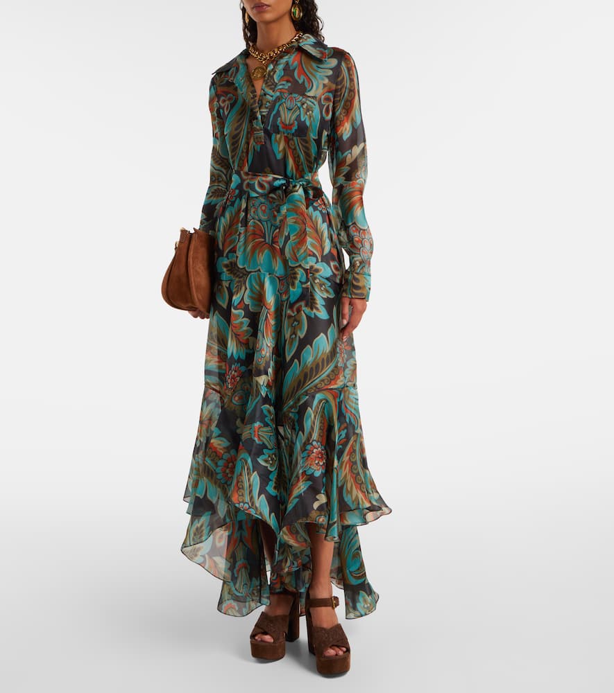 Paisley fringed silk gown