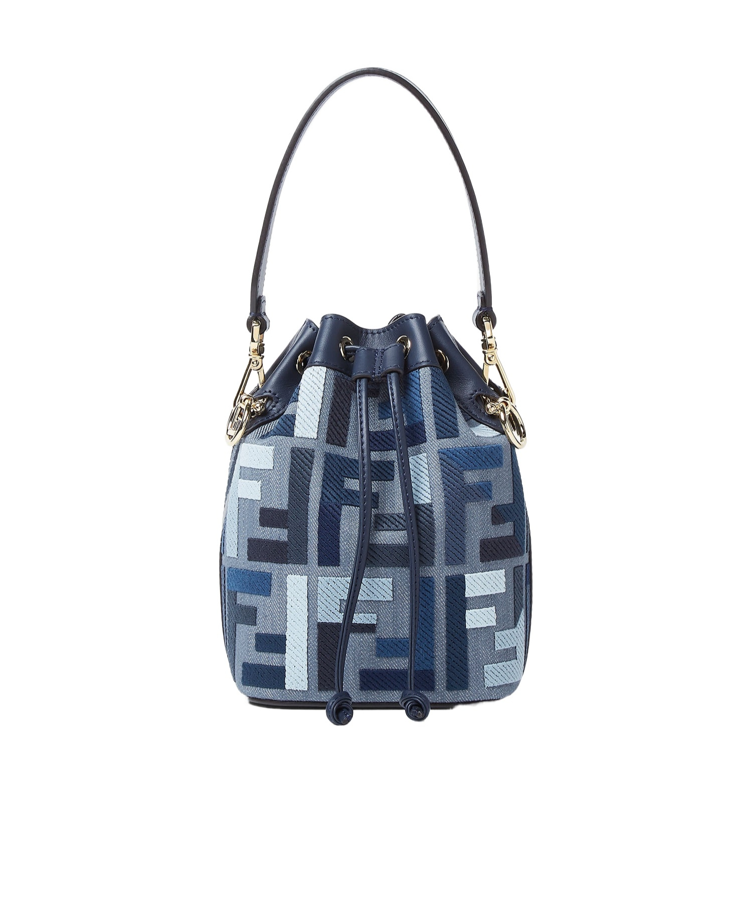 Blue canvas mini-bag with FF embroidery