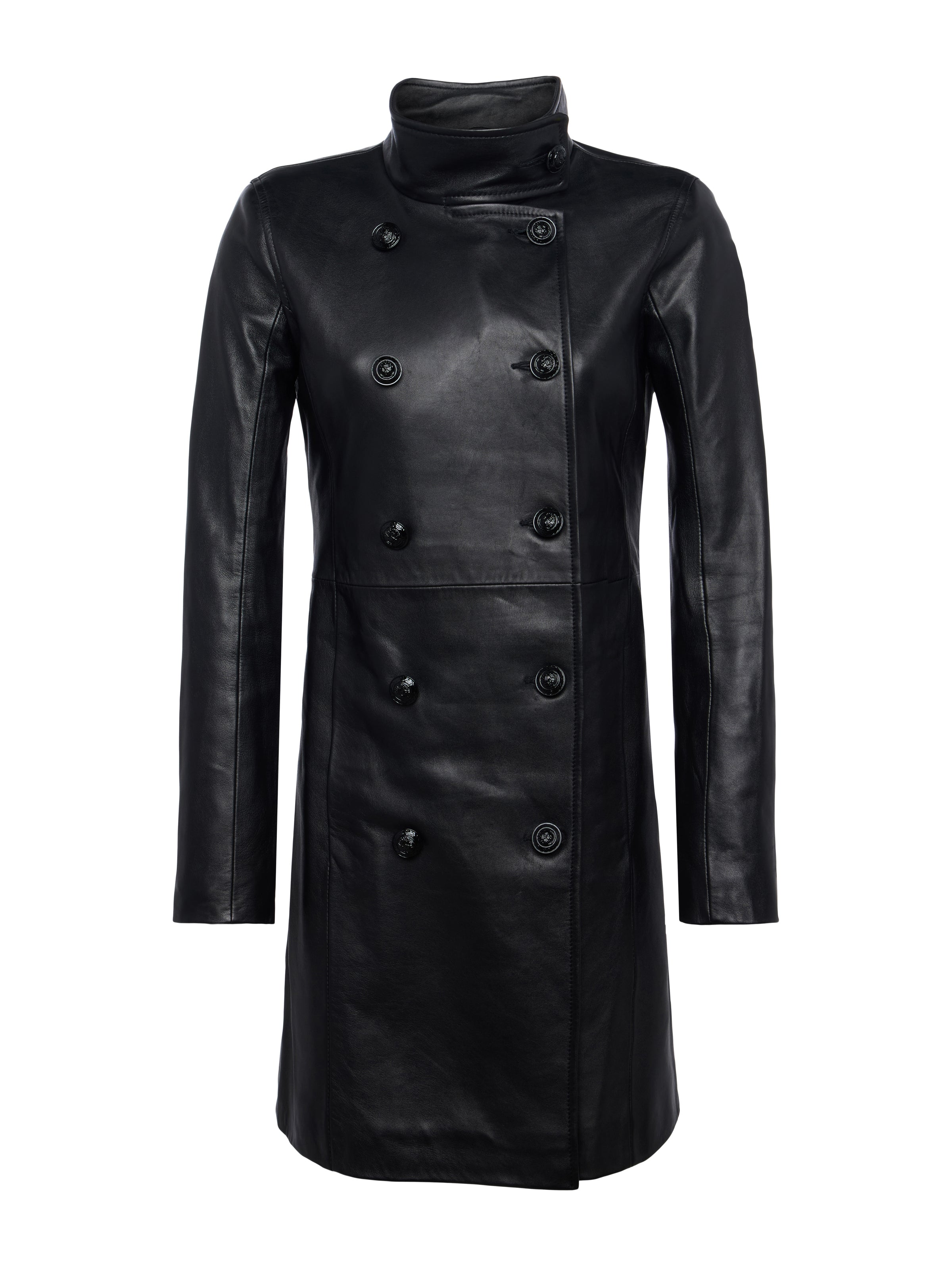 Lyon Leather Coat In Black