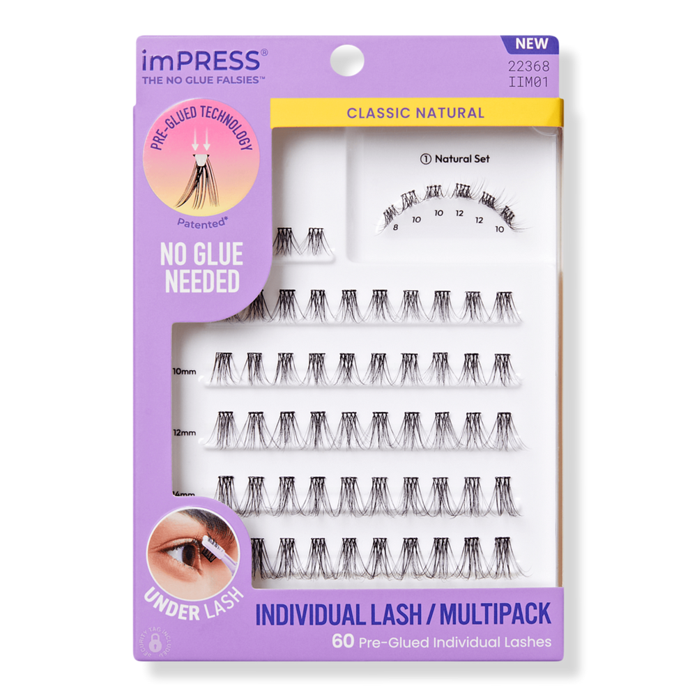 ImPRESS Individual Multipack, Classic Natural Pre-Glued Lash Clusters Kit