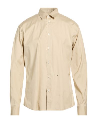 Man Shirt Beige Size 38 Cotton, Elastane