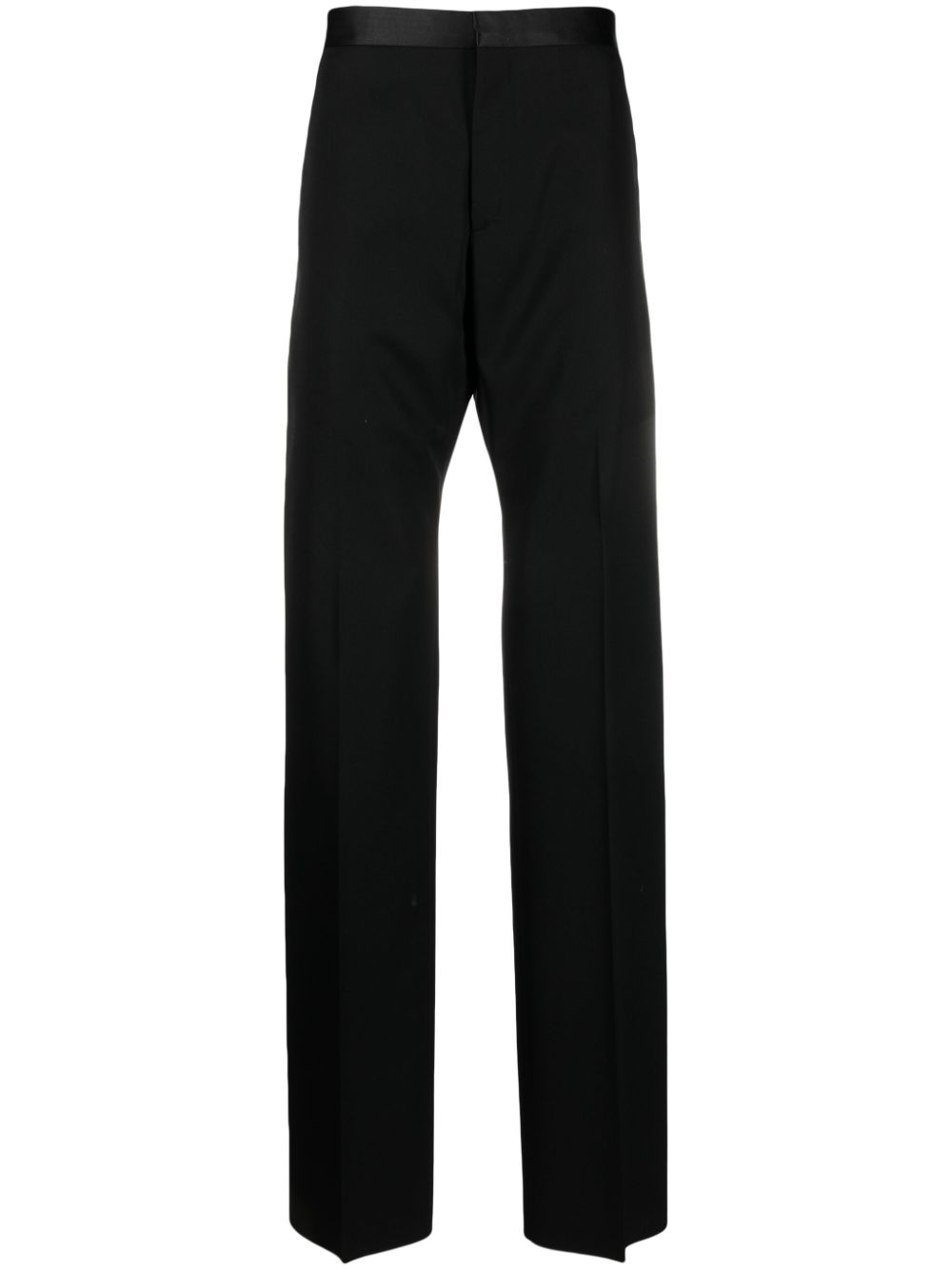 Satin-trim straight-cut tailored trousers - Black