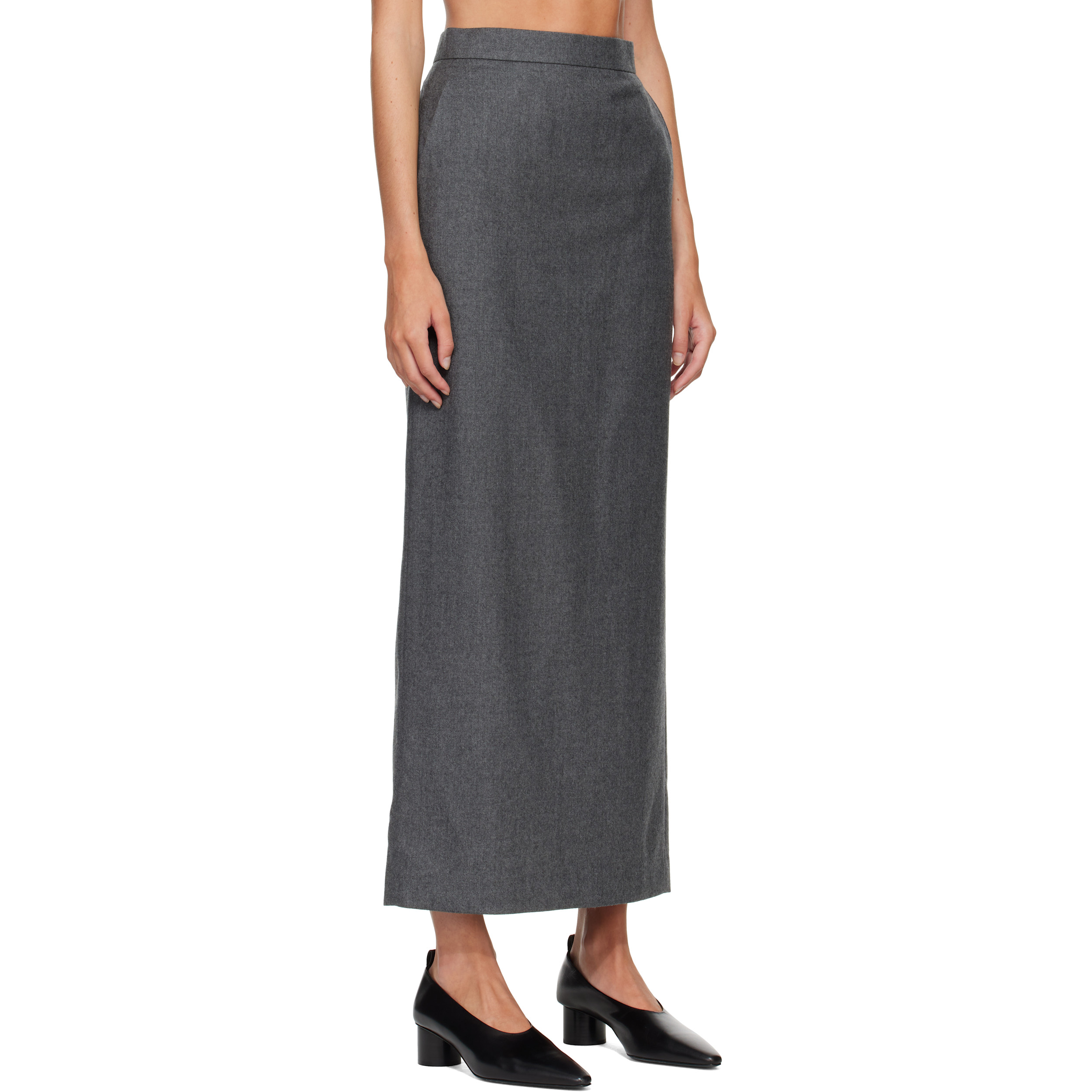 Gray Melonia Wool Maxi Skirt