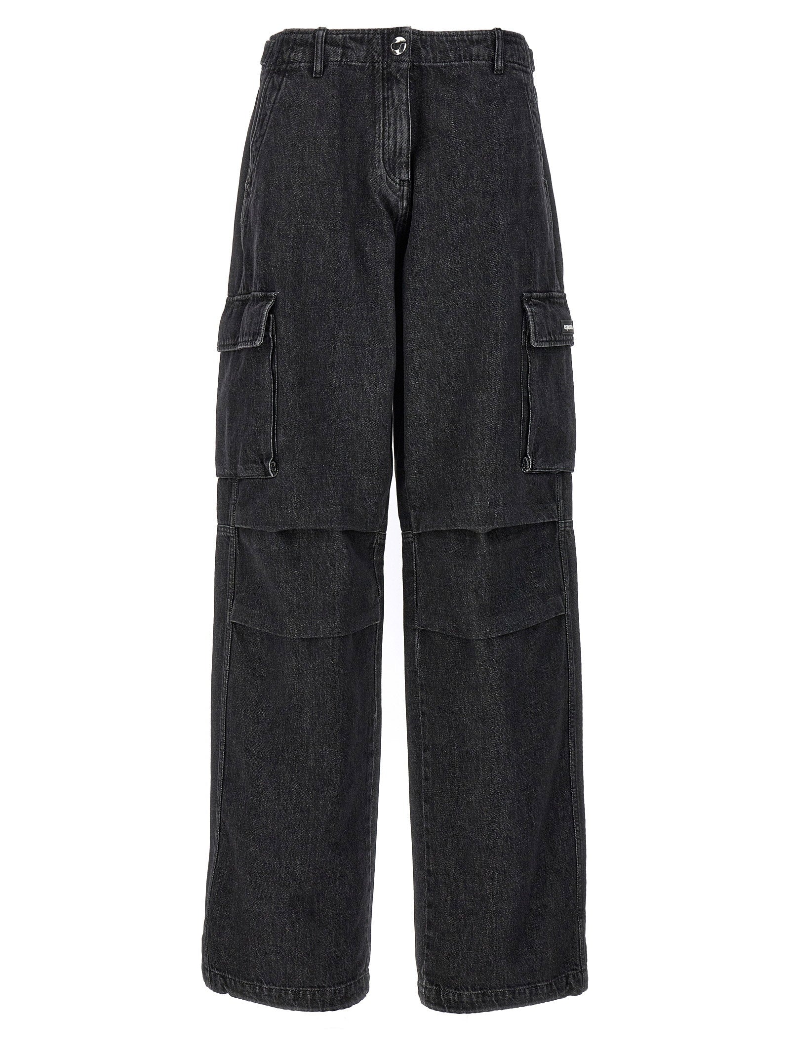 Denim Wide Leg Cargo Jeans