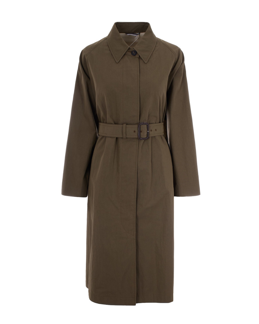 Green Shirt Collar Trench Coat