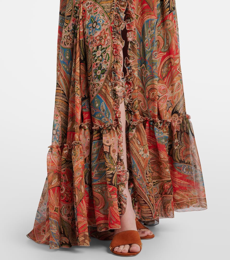 Printed silk maxi skirt