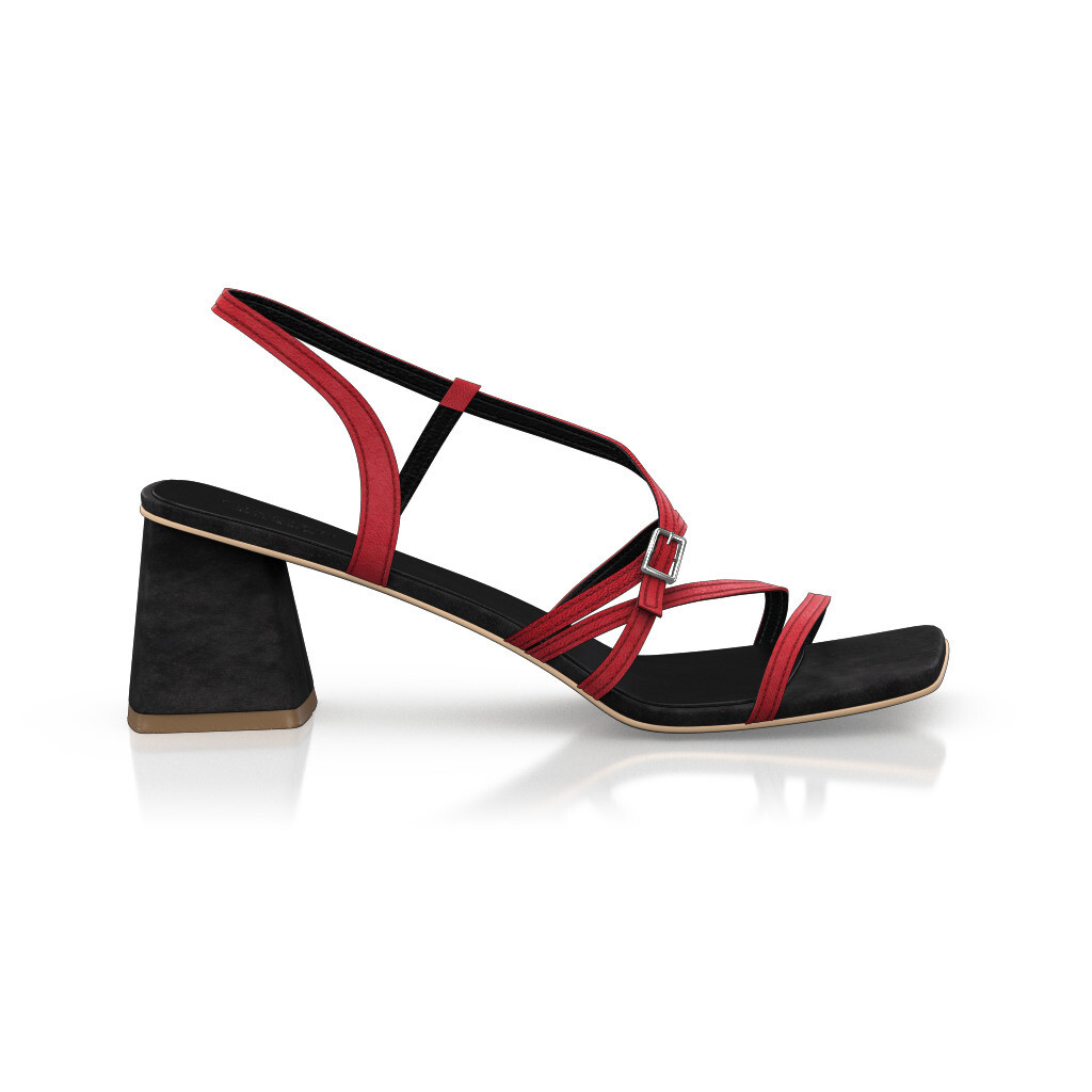 Absatz Schuhe für Damen - Handgemacht in Italien aus Veloursleder Rot - Selbst gestalten, Mittlerer Absatz, Schnallen - GIROTTI