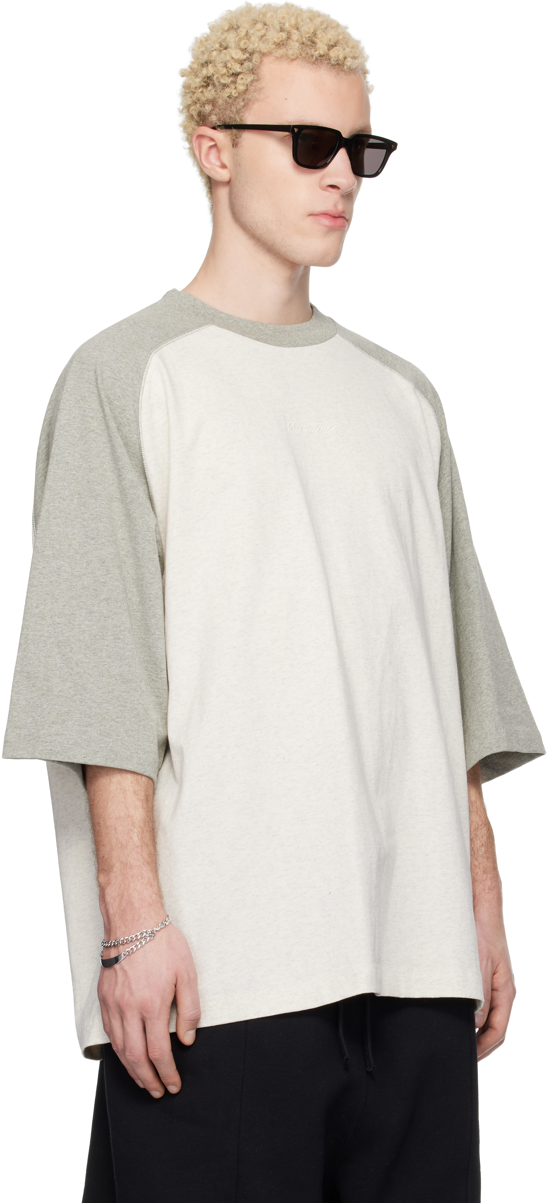 Off-White & Gray Signature Baseball T-shirt