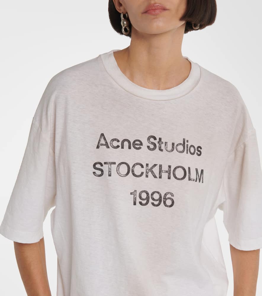 Acne Studios Distressed logo cotton and hemp T-shirt