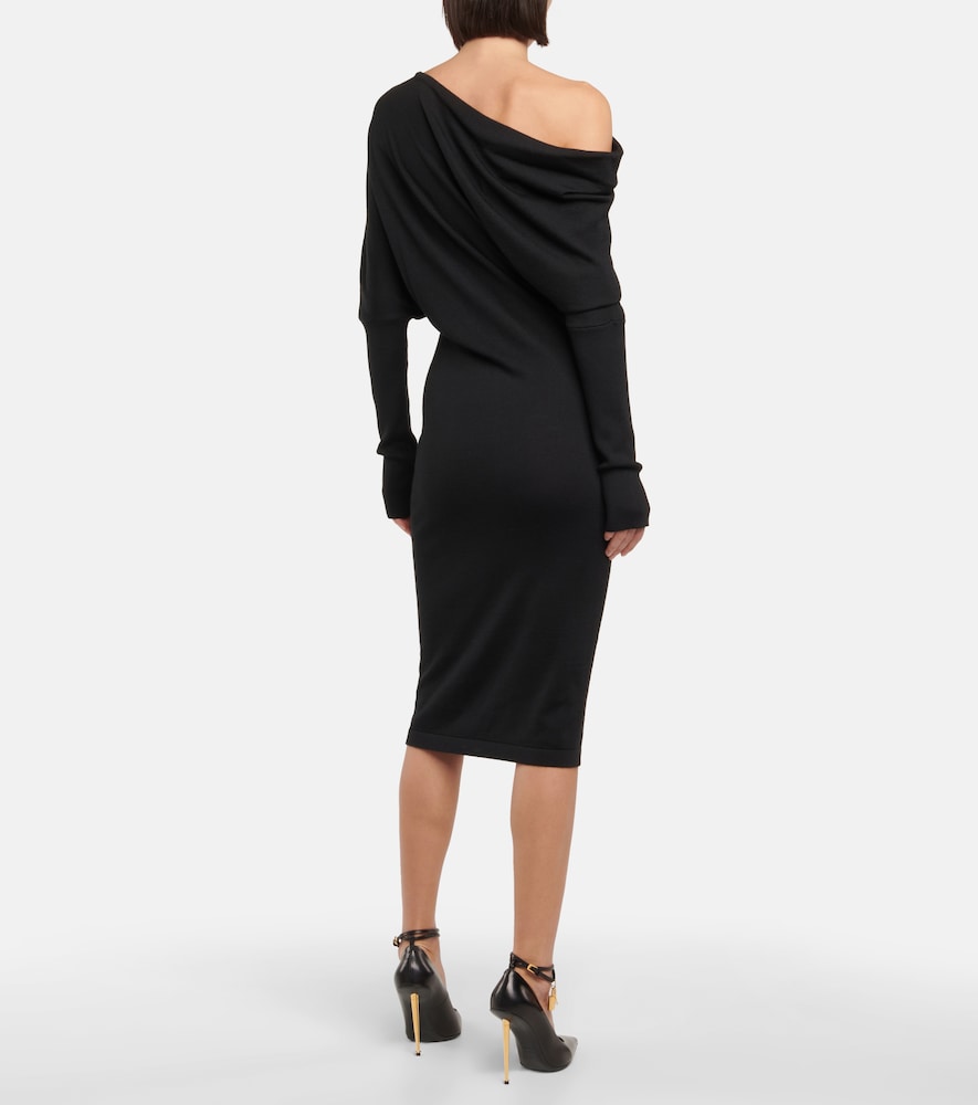 Cashmere and silk off-shoulder midi dress
