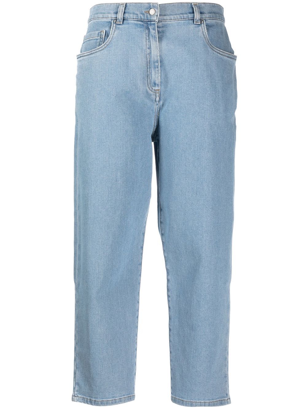 High-waisted cropped jeans - Blue