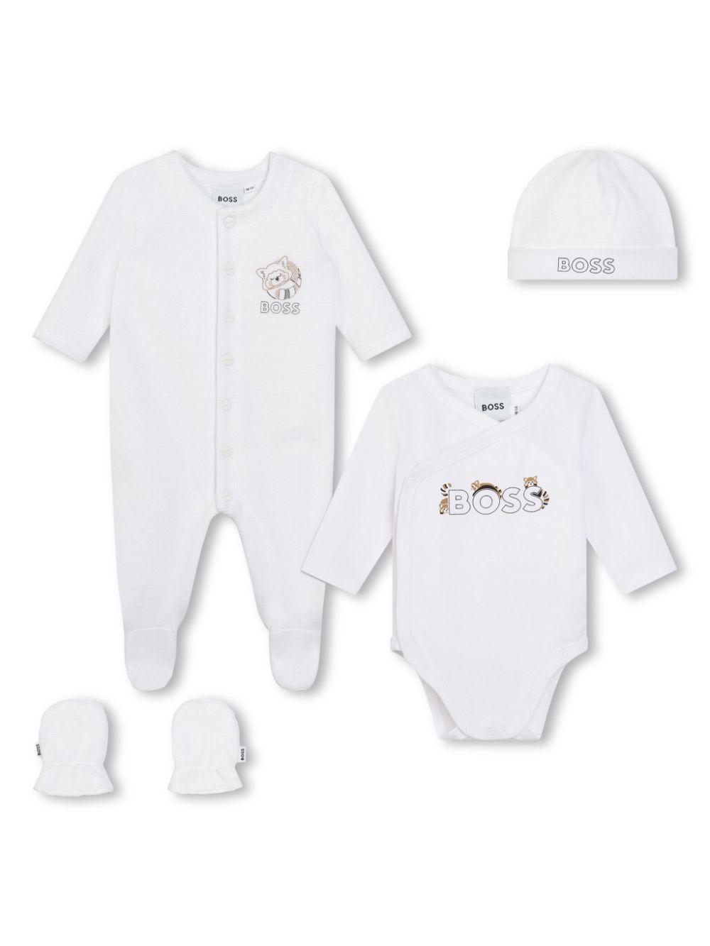 Logo-print cotton pajamas (set of four) - White