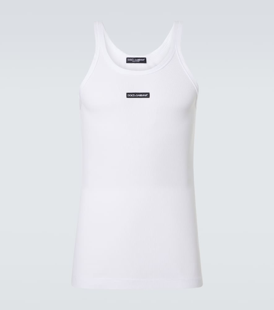 Ribbed-knit cotton tank top