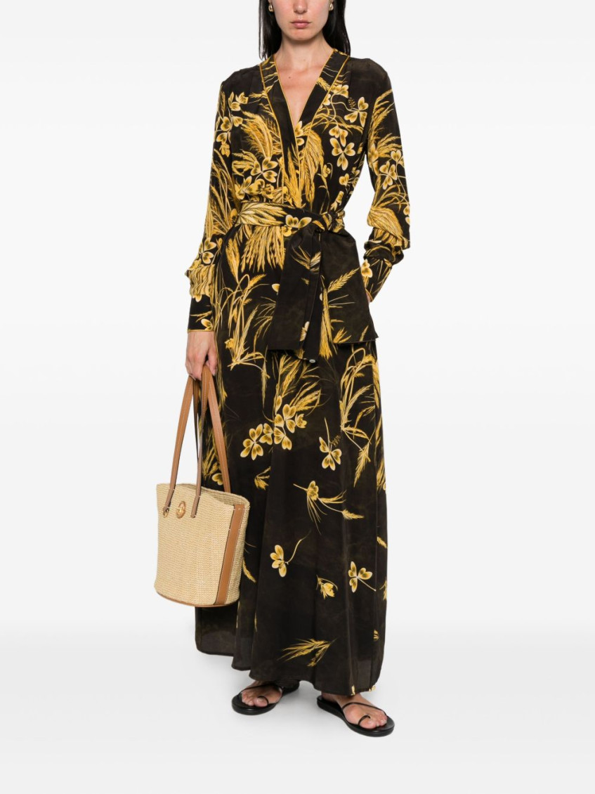 Brown Floral-print Maxi Dress