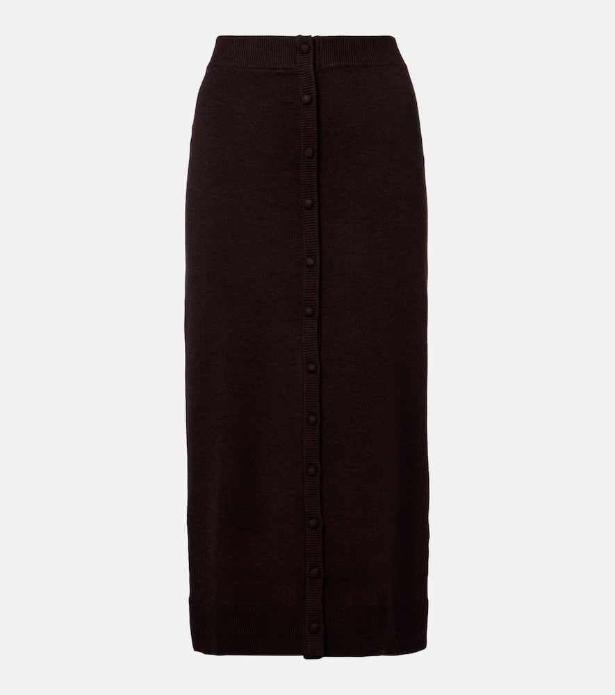 Knitted wool-blend midi skirt