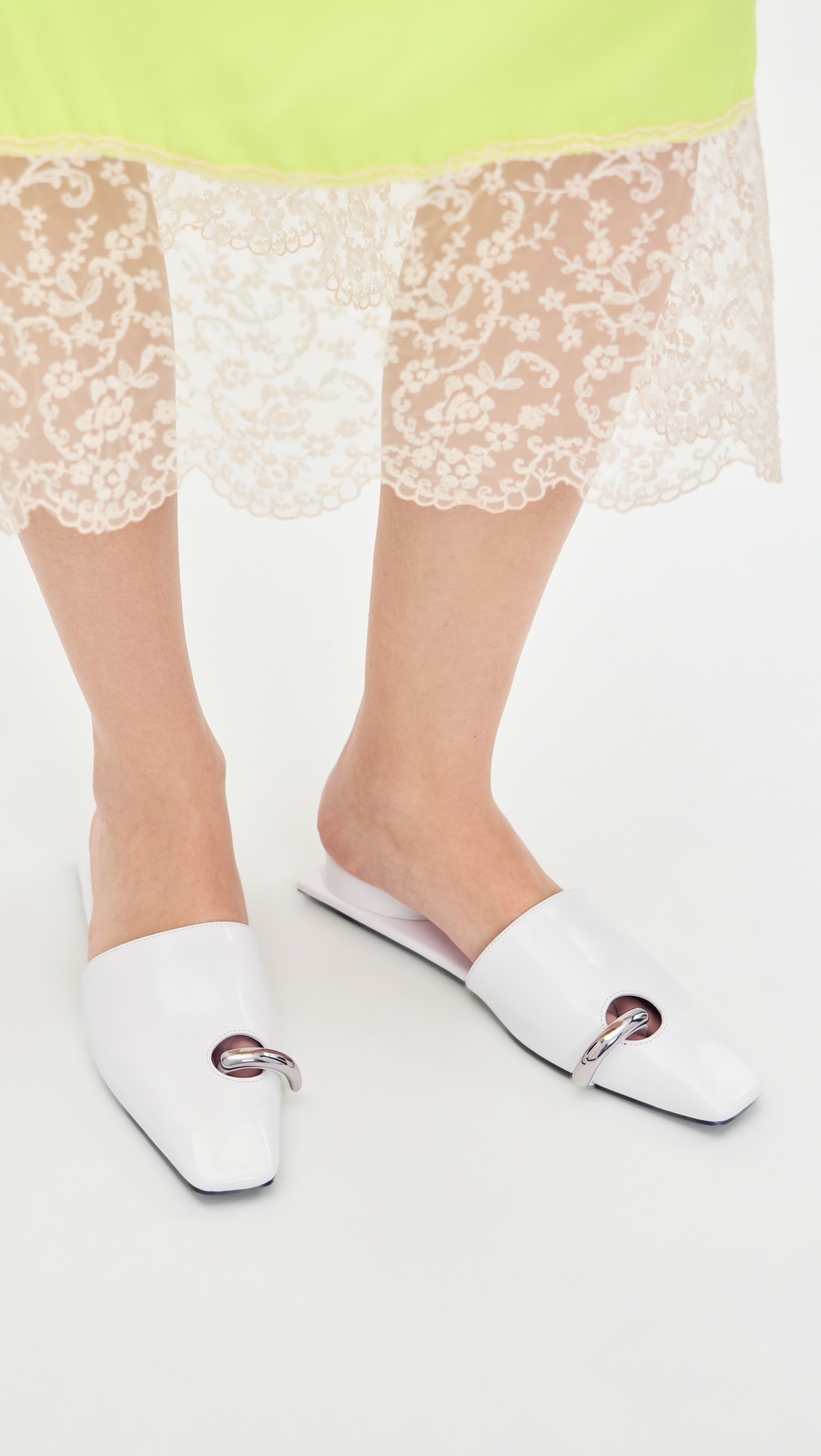 Pierced Mules BIANCO / SILVER