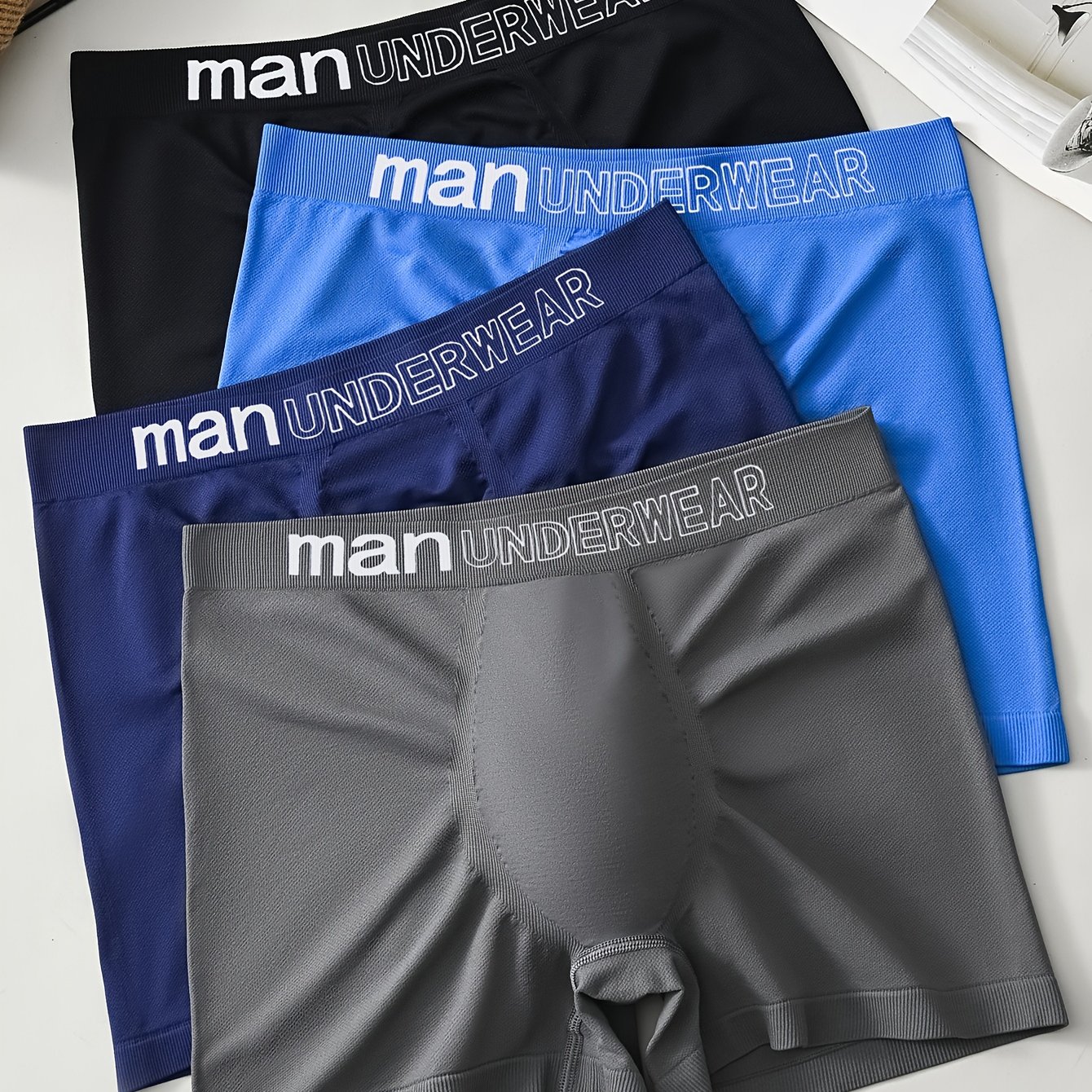 TEMU 4pcs Men's Boxer Briefs, Soft, Comfortable, And Healthy Men's Underwear, Trendy Casual Sport Seamless Men's Underpant