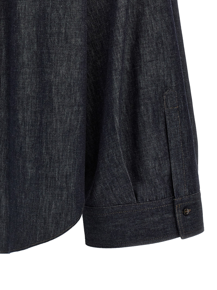 Point-collar denim shirt - Blue