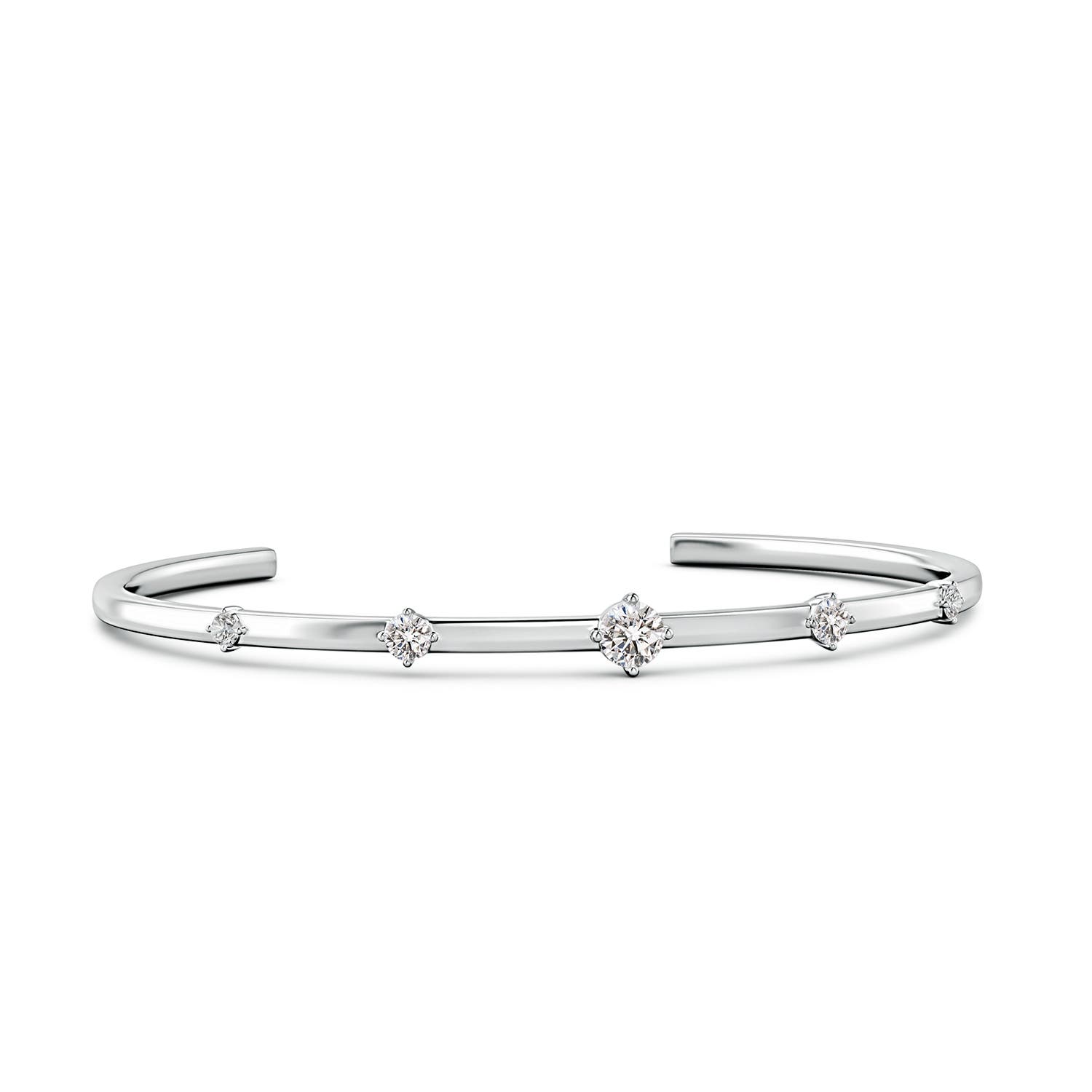 Angara 0.93 CTW Five-Stone Round Diamond Station Cuff Bracelet in 18K White Gold