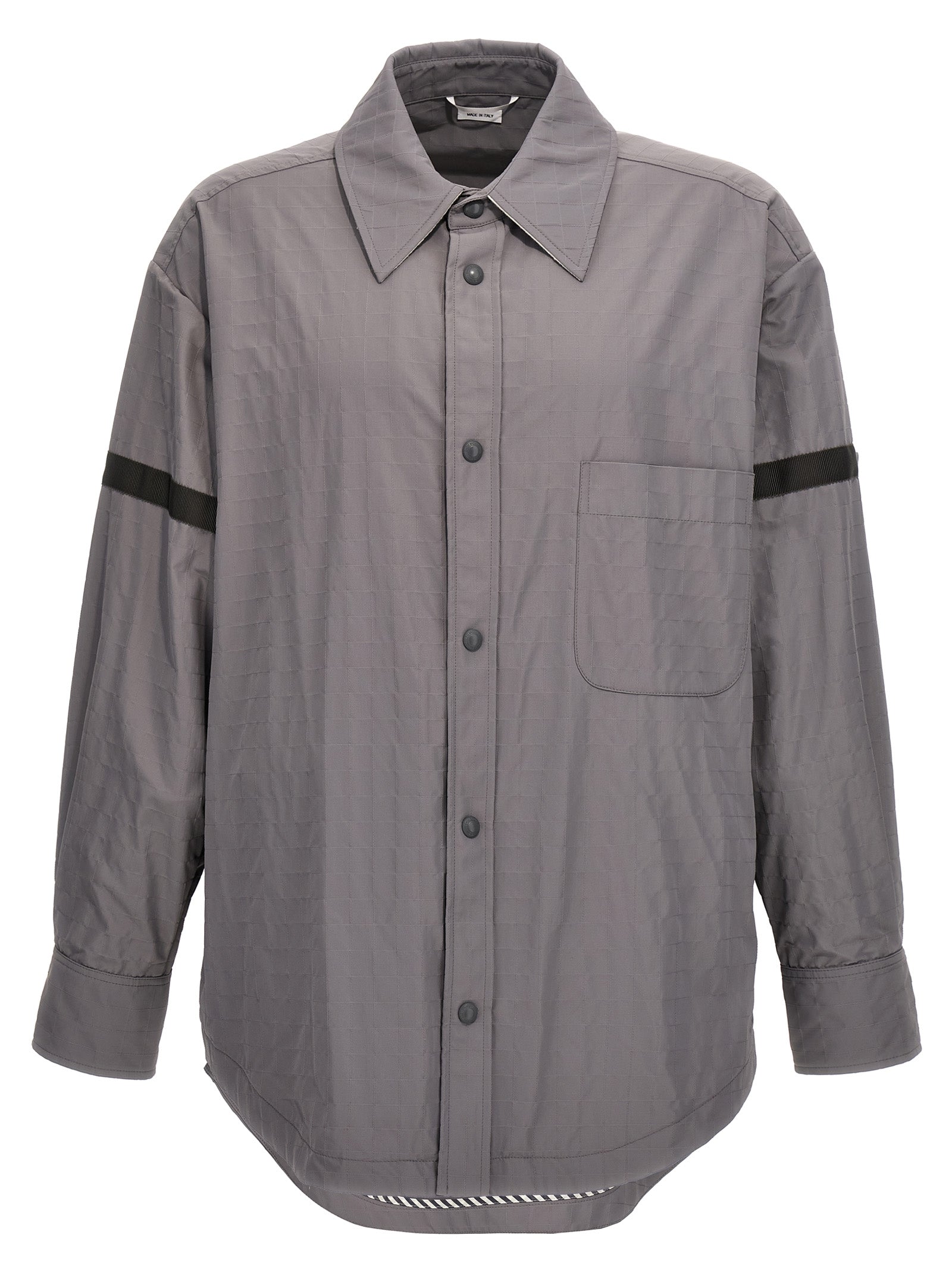 Snap-Button Ripstop Nylon Overshirt — Gray