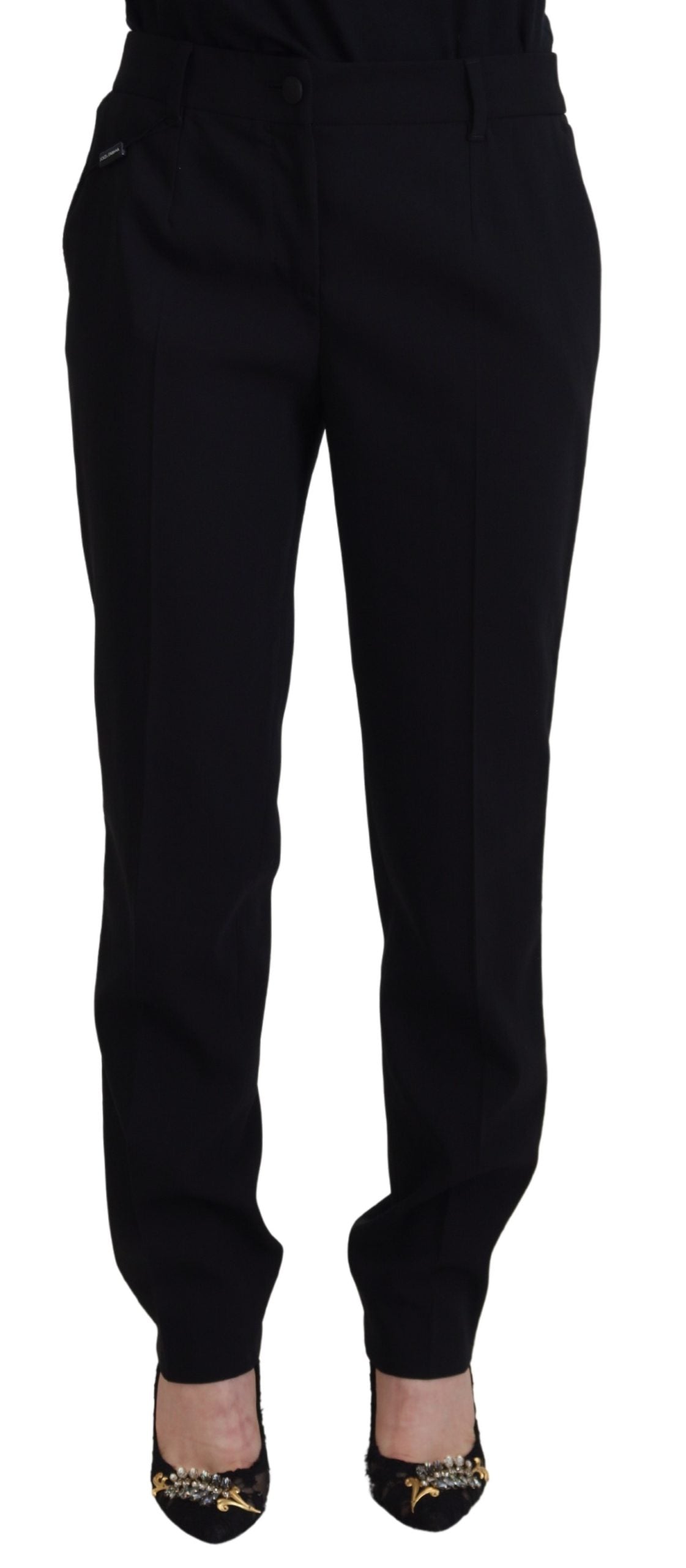Tapered Wool-Blend Trousers — Black