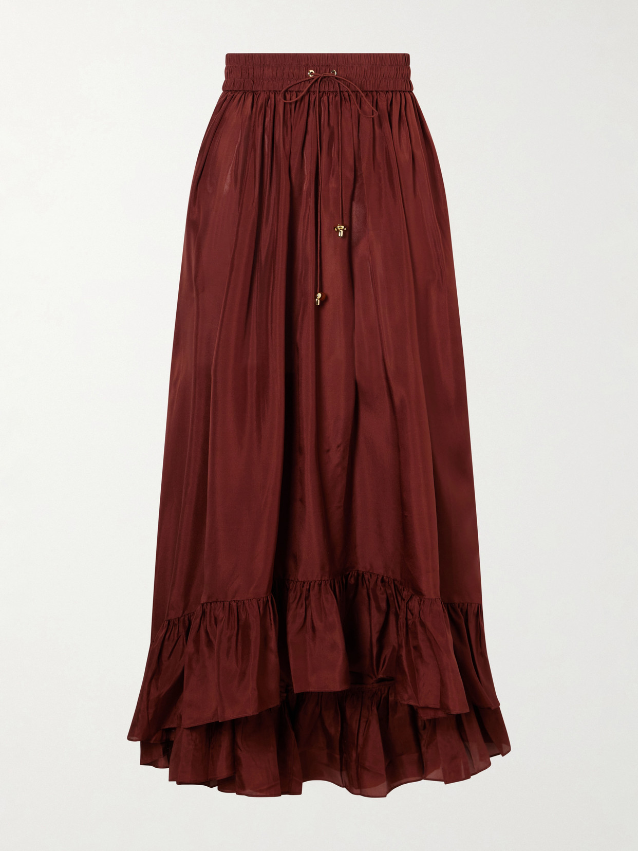 Aster Ruffled Silk Maxi Skirt