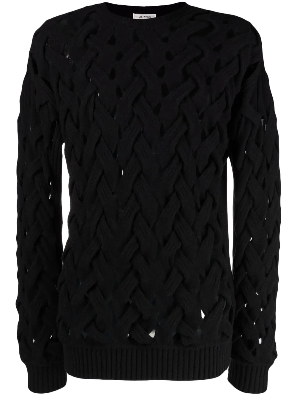 Interwoven Wool-Angora Sweater — Black
