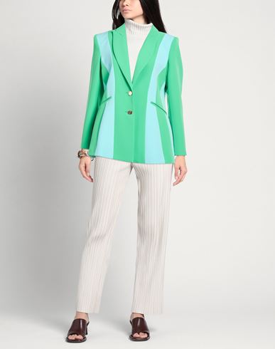Woman Blazer Green Size 6 Polyester, Elastane