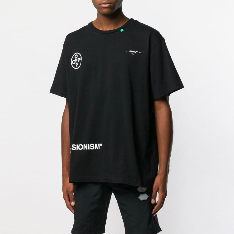 Men's Arrow Pattern Short Sleeve Loose Fit Black T-Shirt