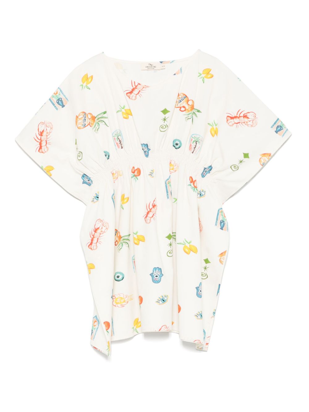 Andorine mediterranean-print kaftan dress - White